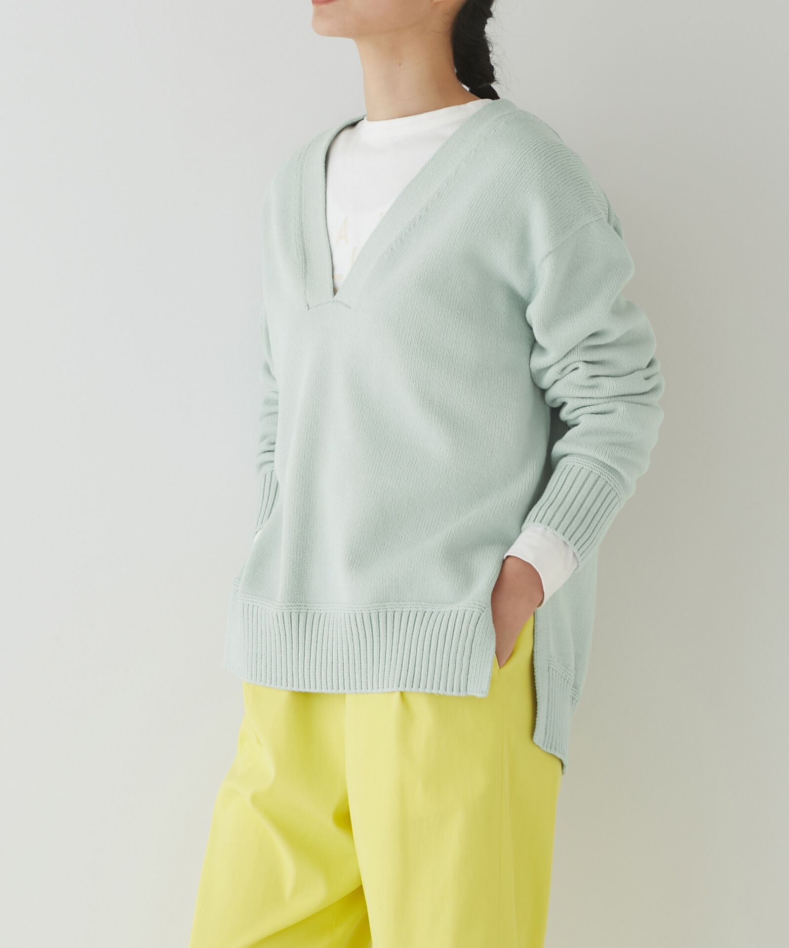  「◆Ｖネックチュニックトップス」|ニット・セーター|