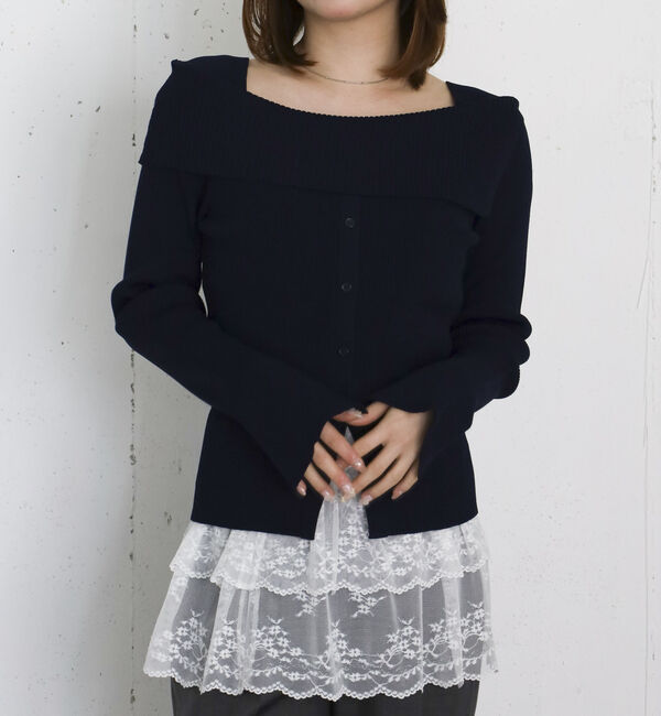 archives「フロントボタンライトオフショルニットプルオーバー」|ニット・セーター|