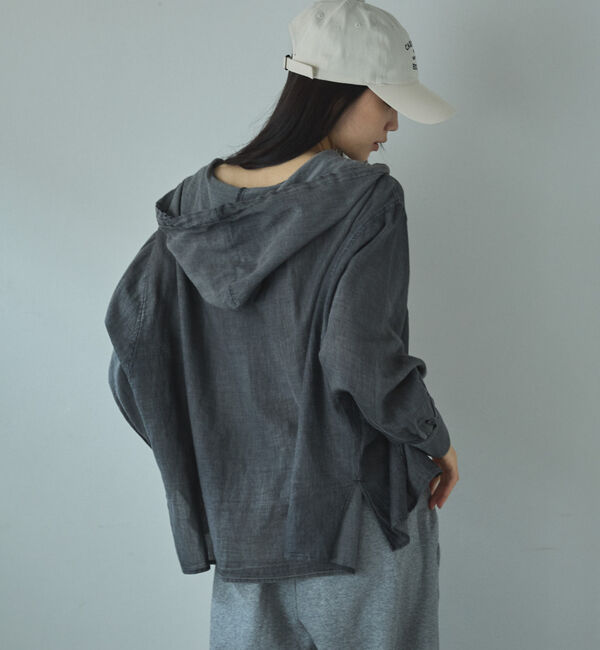 Doux archives「シアーデニムフードシャツ」|シャツ・ブラウス|CHARCOAL GRAY