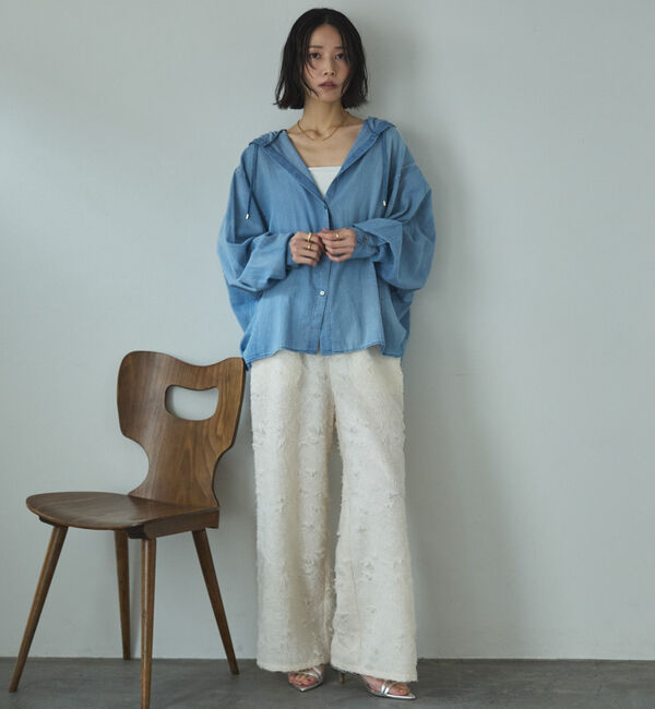 Doux archives「シアーデニムフードシャツ」|シャツ・ブラウス|