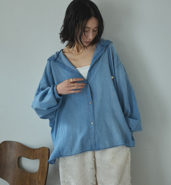 Doux archives「シアーデニムフードシャツ」|シャツ・ブラウス|