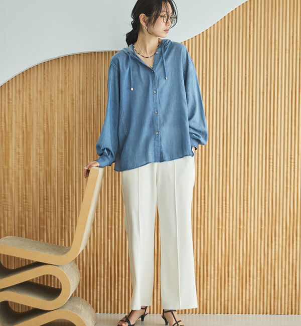 Doux archives「シアーデニムフードシャツ」|シャツ・ブラウス|