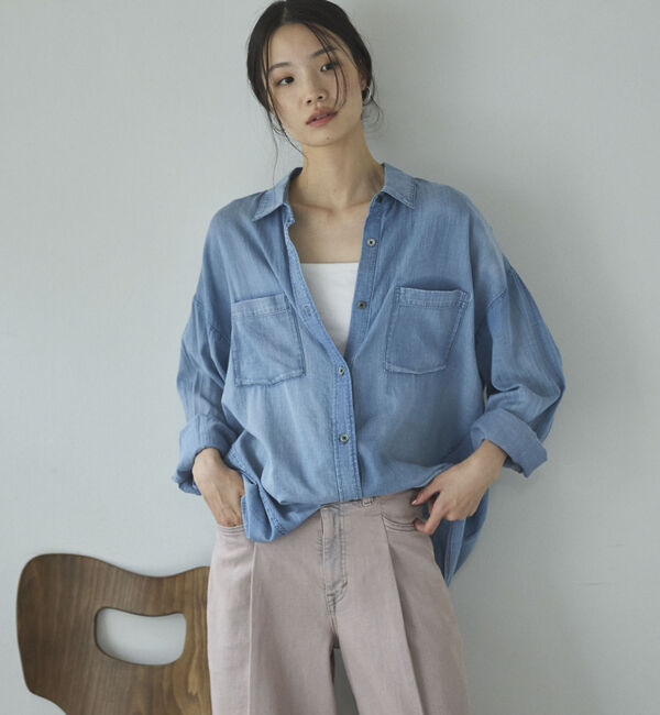 Doux archives「２ＷＡＹシアーデニムシャツ」|シャツ・ブラウス|SAX