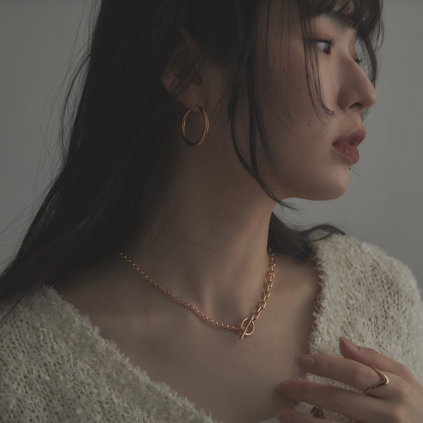 COCOSHNIK ONKITSCH「シルバー ミックスネックレス ドームチェーンマンテルネックレス GP」|ネックレス|