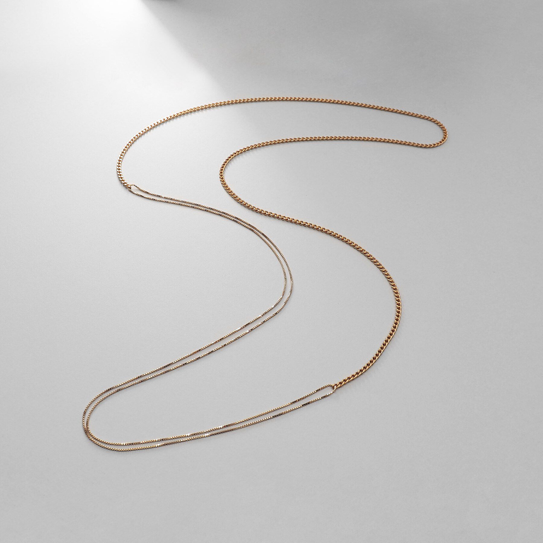 COCOSHNIK ONKITSCH「シルバー ミックスチェーン カーブ・ベネチアンネックレス GP」|ネックレス|