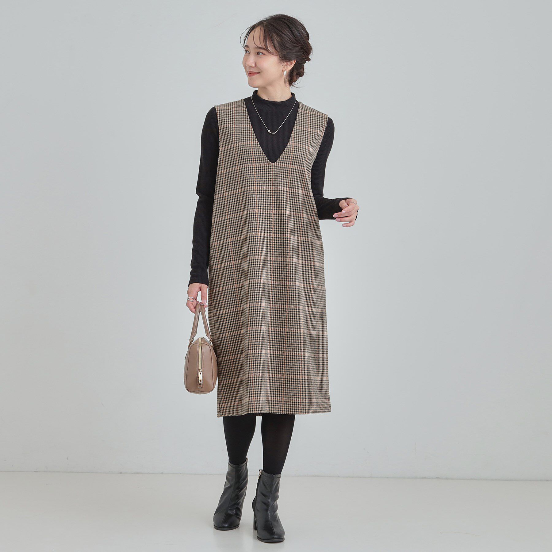 SHOO･LA･RUE「【2点セット/洗濯機可】時短でコーデが決まる ジャンドレ+リブインナー」|ワンピース|