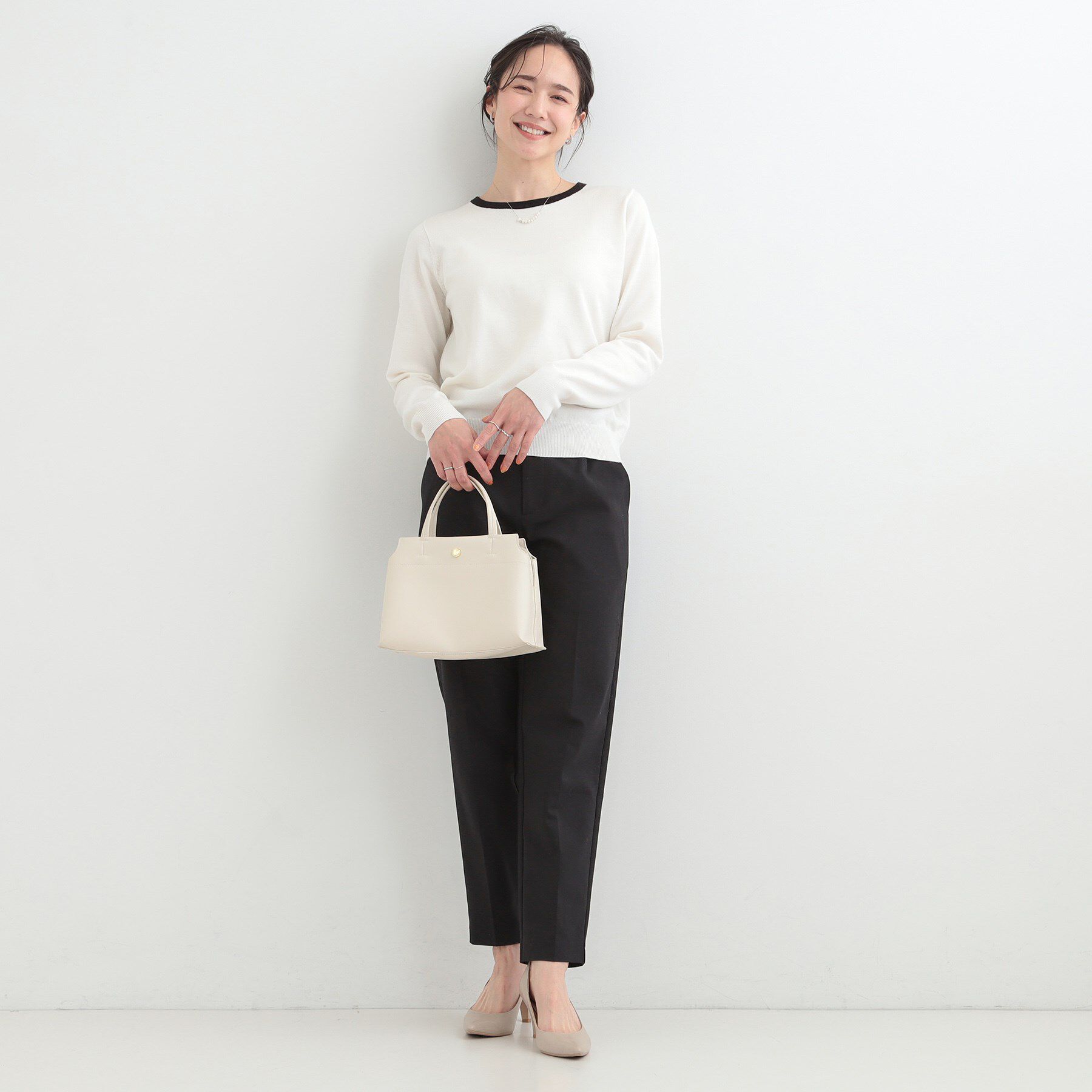 SHOO･LA･RUE「【洗濯機可/S-LL/アンサンブル可】シンプルきれい見え クルーネックニット」|ニット・セーター|