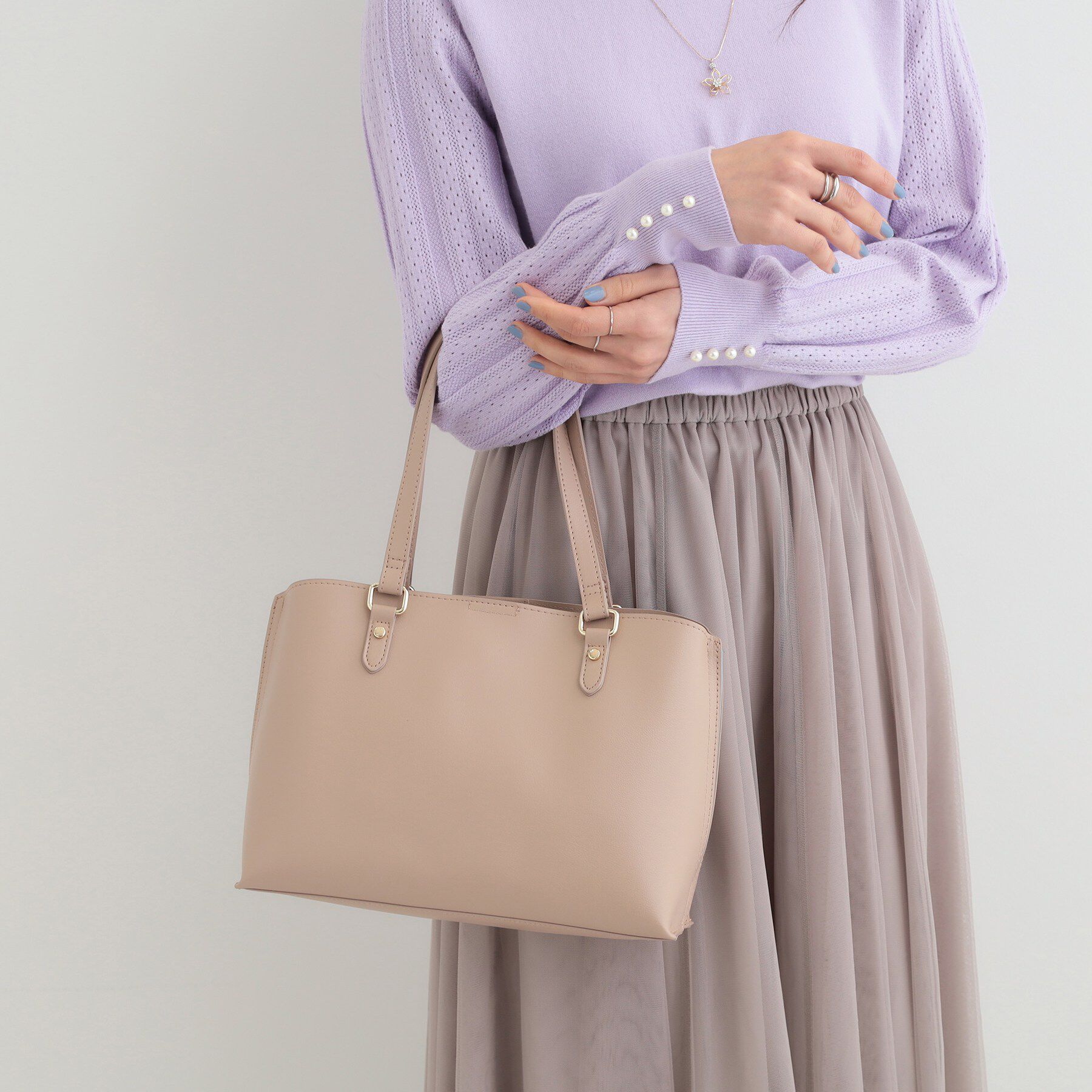 SHOO･LA･RUE「【2WAY】さりげないサイド配色がポイント きれいめトートバッグ」|トートバッグ|トープ(054)