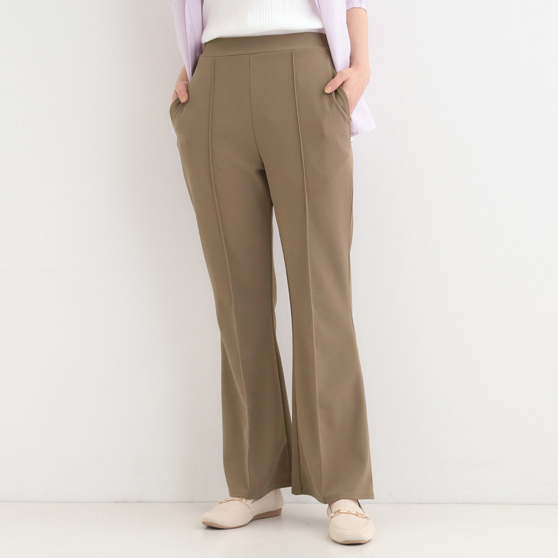 SHOO･LA･RUE「【洗濯機可】美脚見えが叶う のびのびストレッチフレアパンツ」|その他|