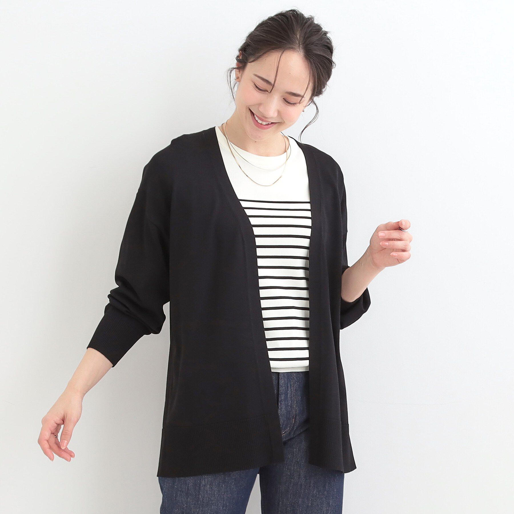 SHOO･LA･RUE「【洗濯機可/ひんやり/UV】さらっとしたタッチが心地よい 体型カバーも叶う　ロングカーディガン」|カーディガン|