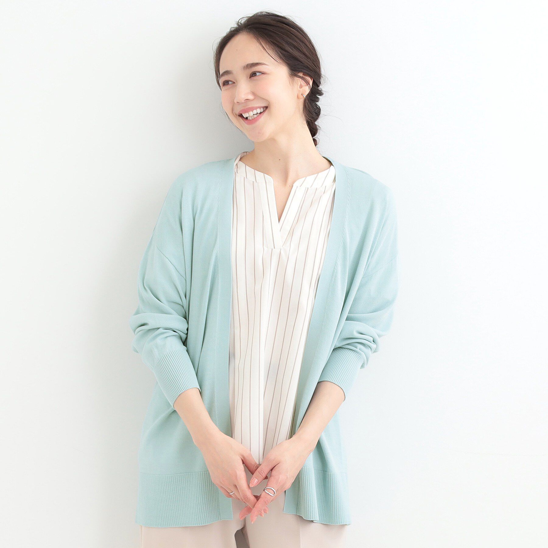 SHOO･LA･RUE「【洗濯機可/ひんやり/UV】さらっとしたタッチが心地よい 体型カバーも叶う　ロングカーディガン」|カーディガン|