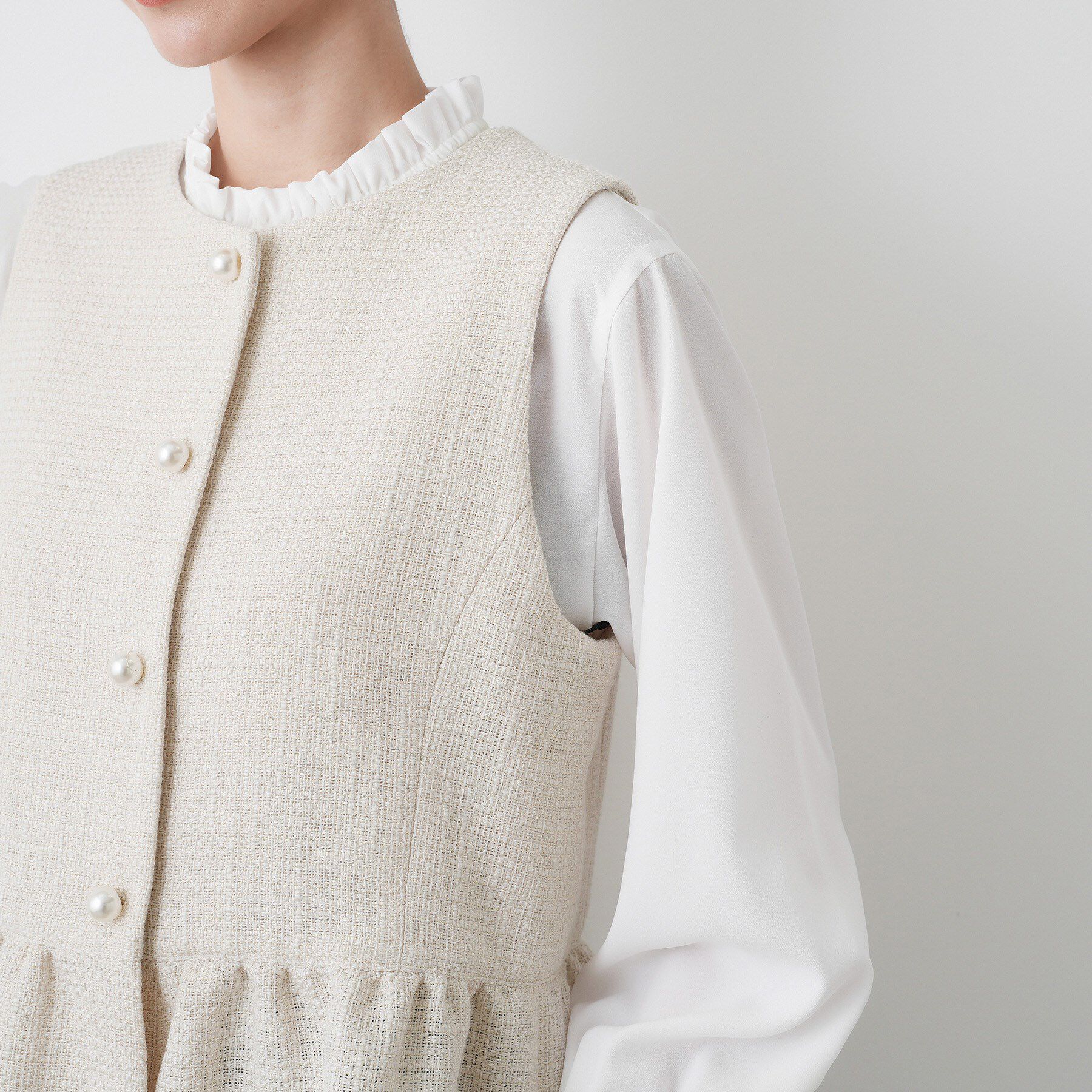 Dessin「【入卒/セレモニー】パール調ボタンベスト」|ベスト・ジレ|