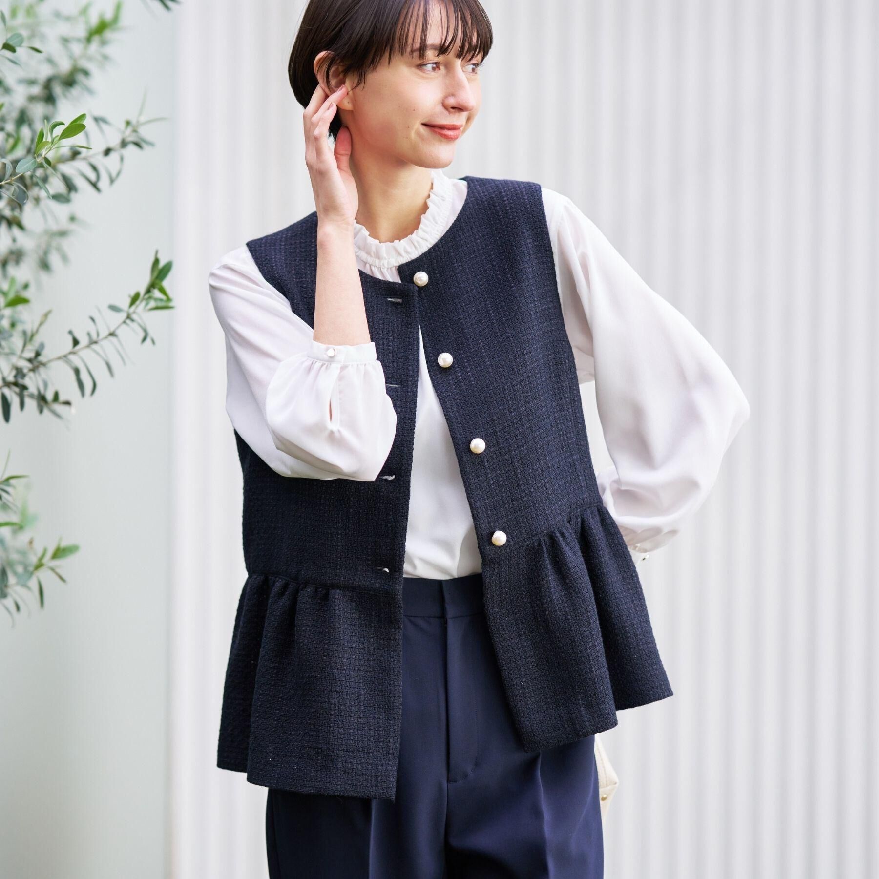 Dessin「【入卒/セレモニー】パール調ボタンベスト」|ベスト・ジレ|
