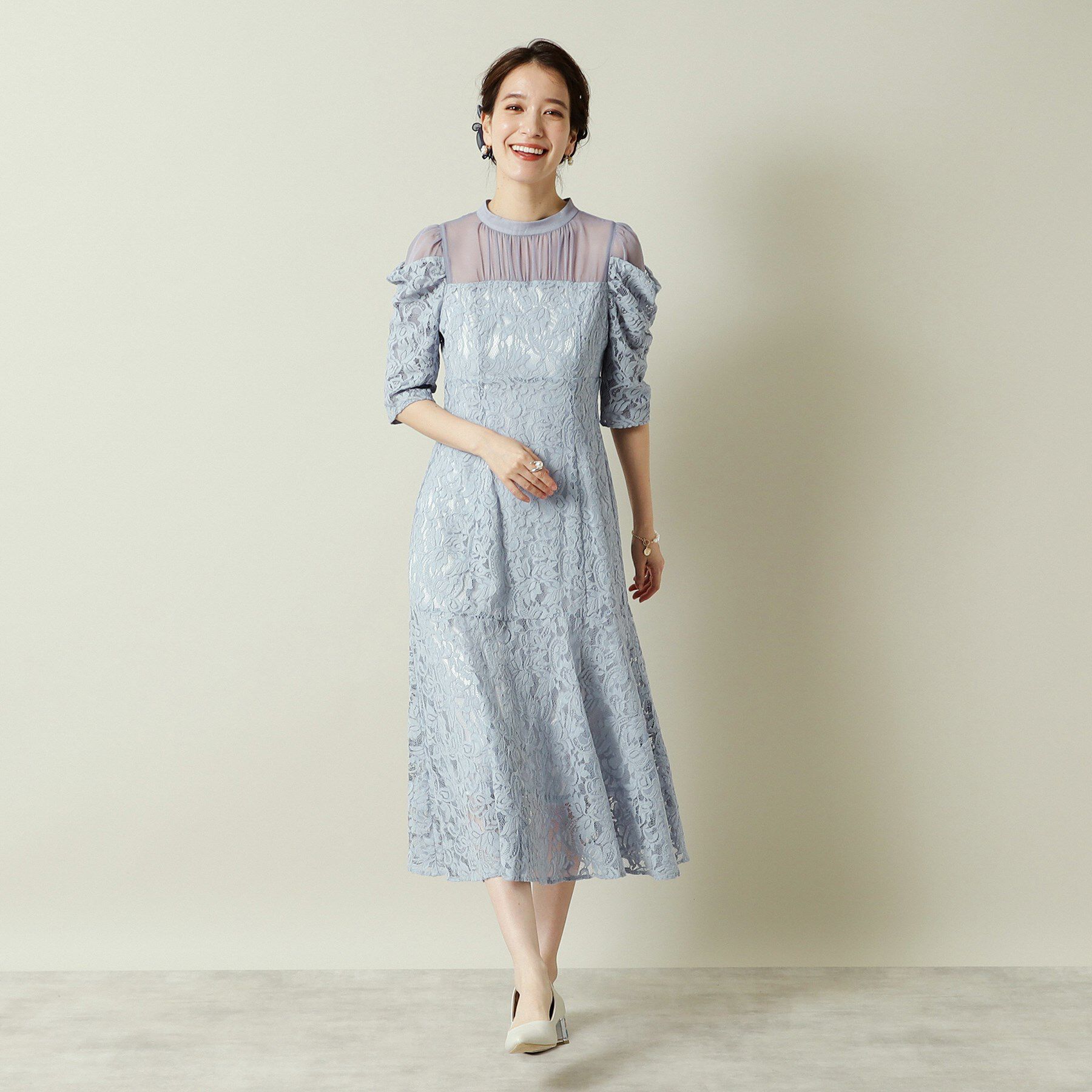 ITS&rsquo;DEMO「【結婚式・パーティに】レース&times;ラメシアーワンピース＜ドレスコレクション＞」|ワンピース|