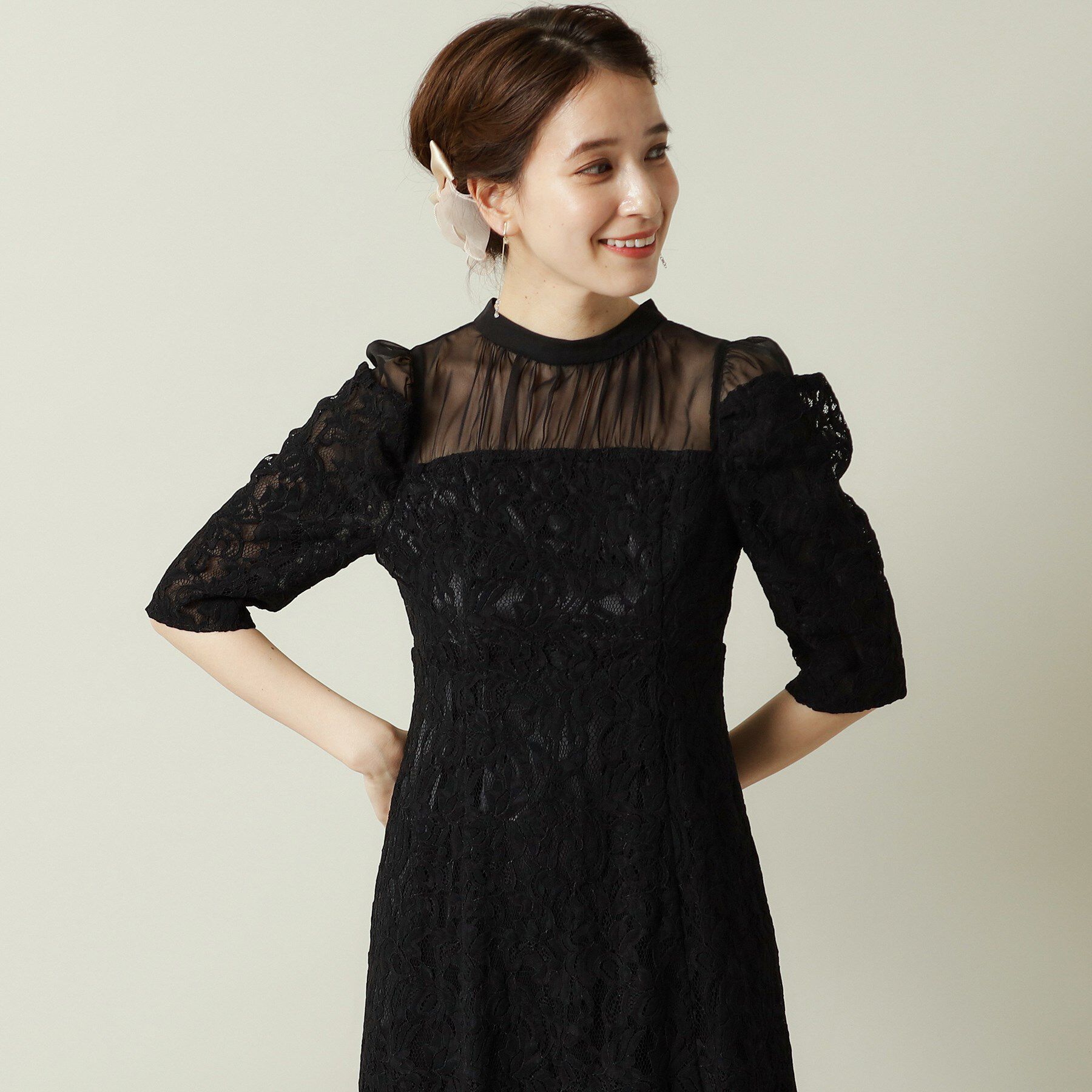 ITS&rsquo;DEMO「【結婚式・パーティに】レース&times;ラメシアーワンピース＜ドレスコレクション＞」|ワンピース|