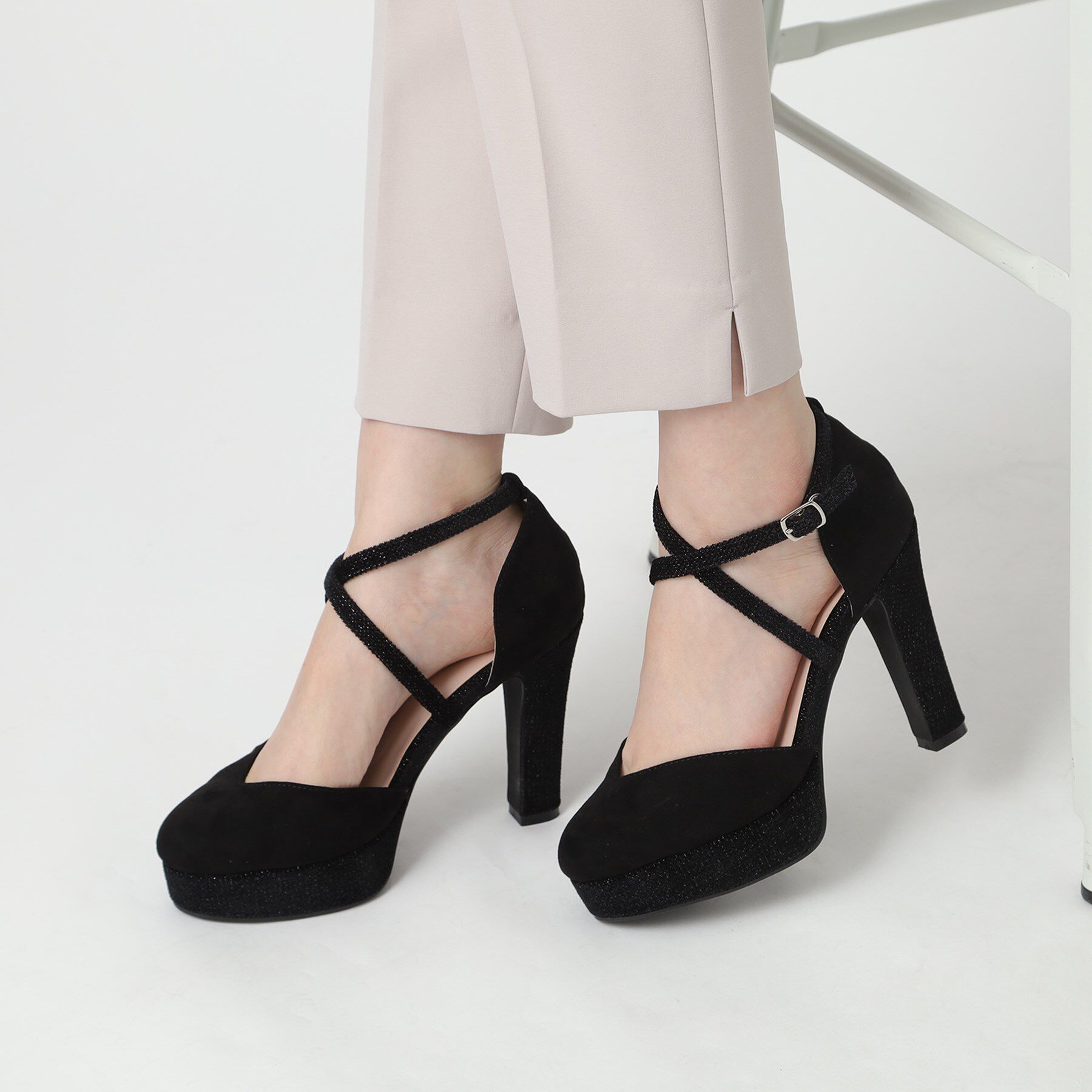 ESPERANZA「クロスストラップハイヒールセパレートパンプス」|パンプス|