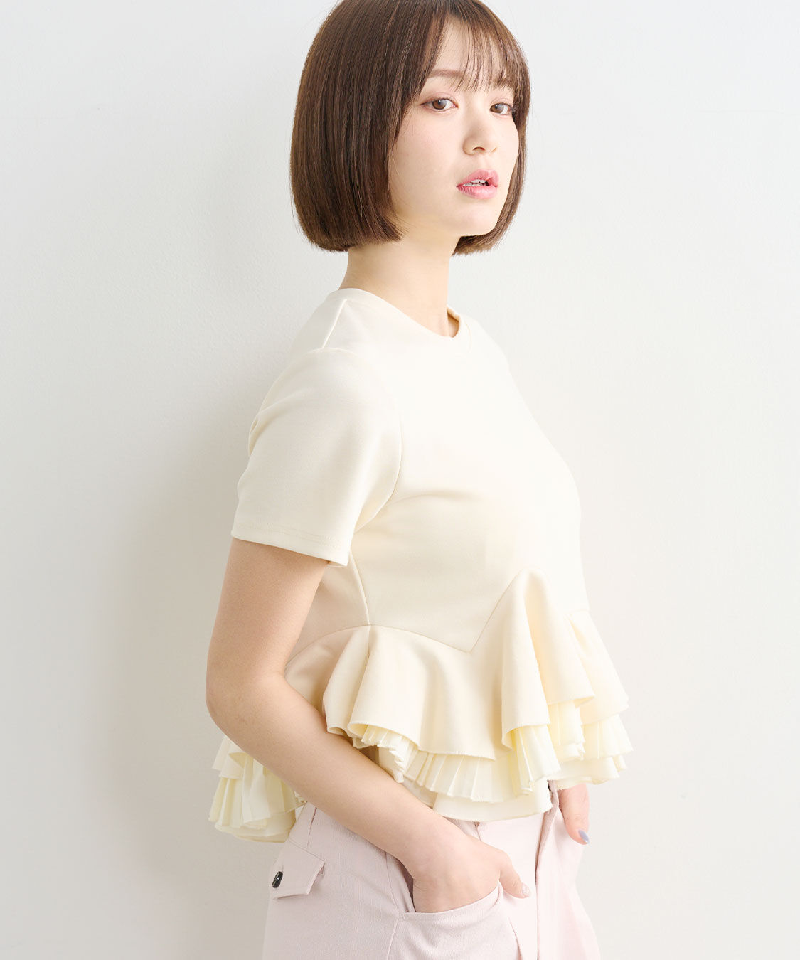 COCO DEAL「ランダムフリルペプラムトップス」|Tシャツ・カットソー|