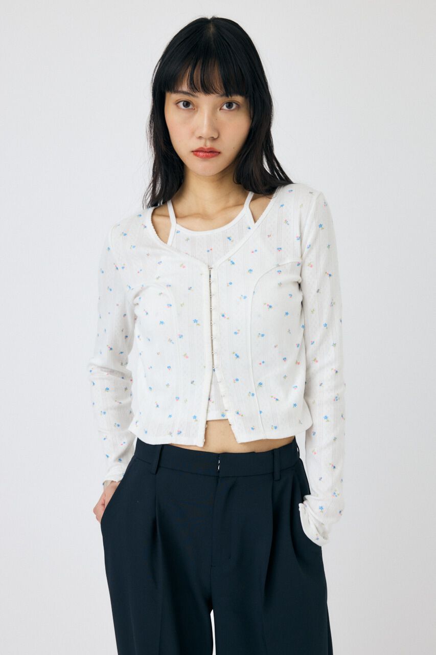 MOUSSY「LAYERED 2WAY カーディガン」|Tシャツ・カットソー|柄WHT5