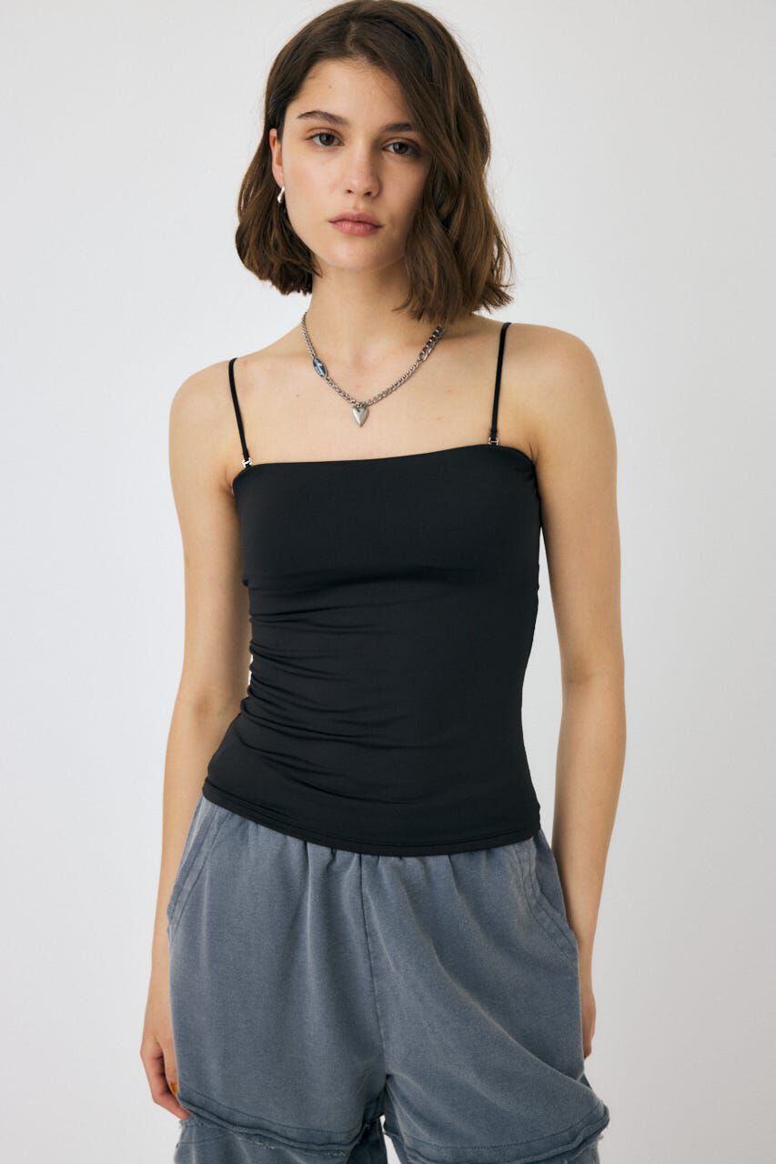 MOUSSY「BACK SHEER カップインキャミ」|キャミソール|BLK