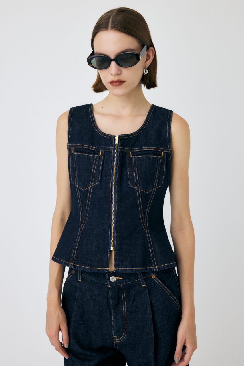 MOUSSY「WAIST FIT デニムベスト」|シャツ・ブラウス|