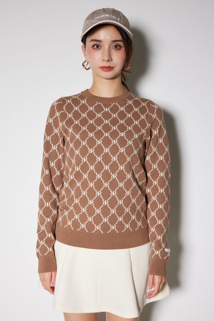rienda「モノグラムロゴニットトップス」|ニット・セーター|