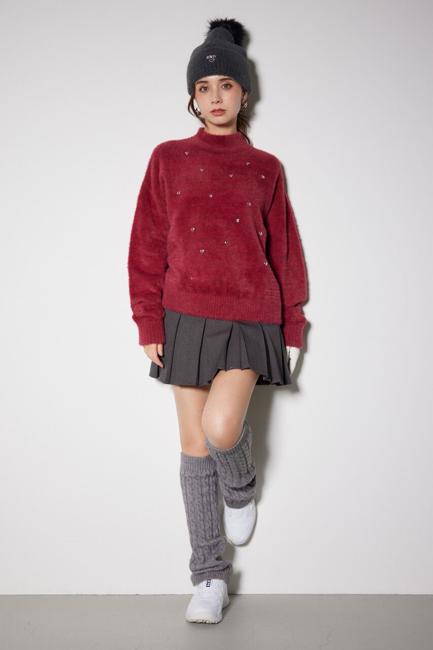 rienda「ハートビーズシャギーニットトップス」|ニット・セーター|