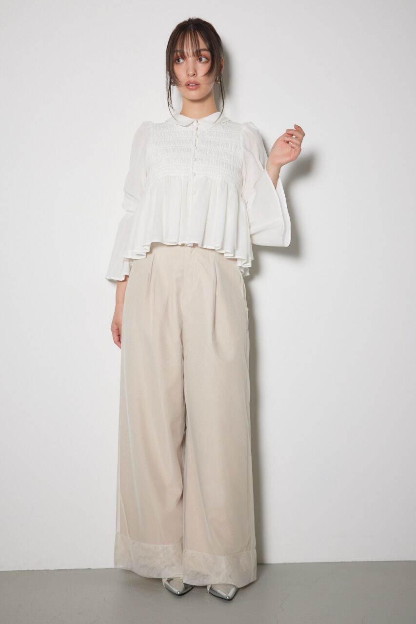 rienda「シャーリングフリルチュールブラウス」|ワンピース|