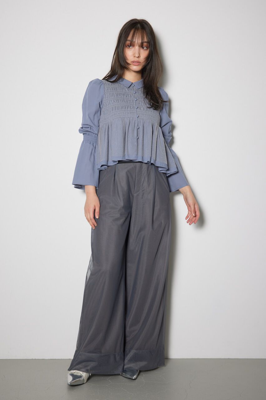 rienda「シャーリングフリルチュールブラウス」|ワンピース|