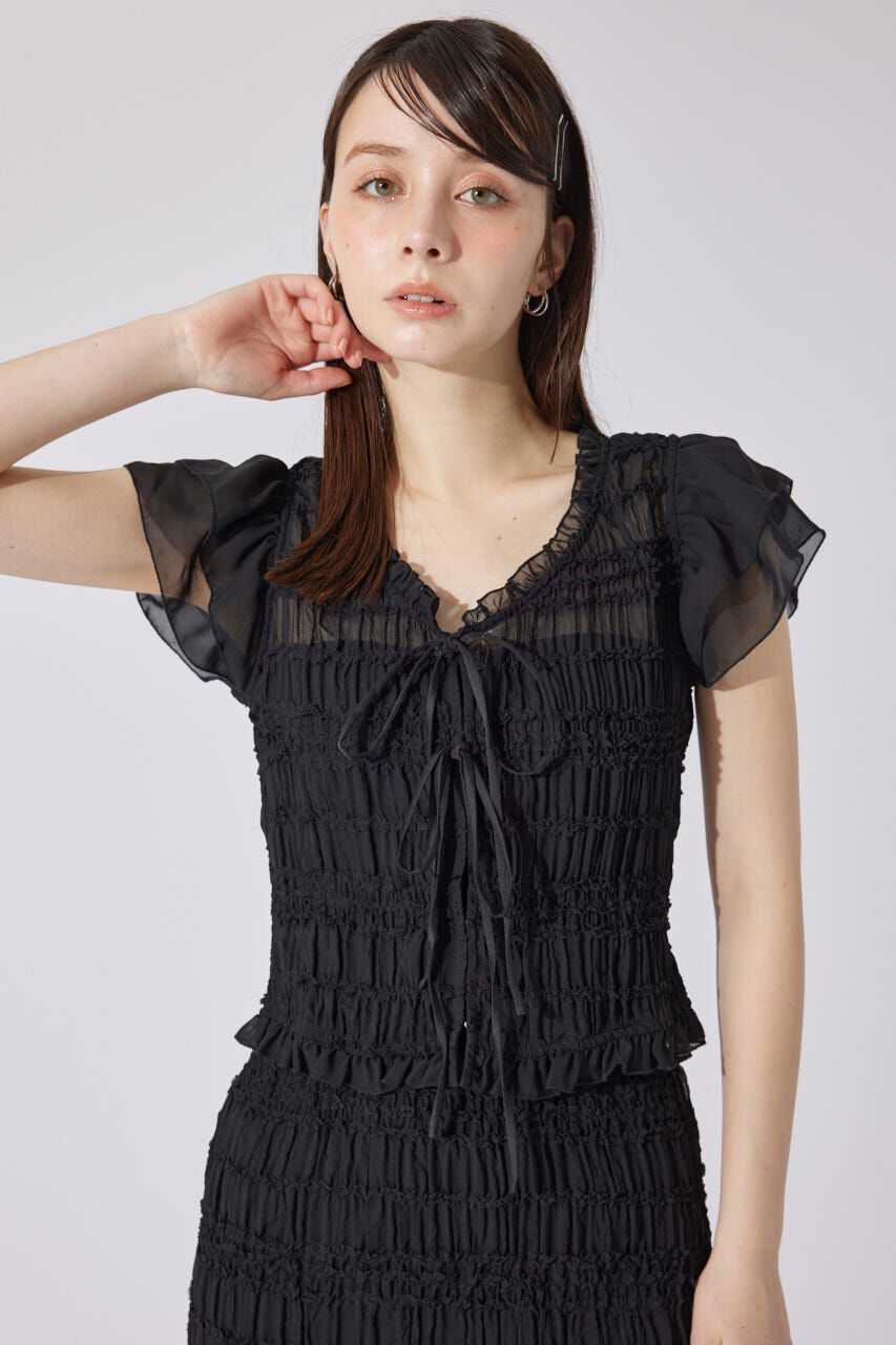 rienda「シャーリングカットトップス」|シャツ・ブラウス|BLK