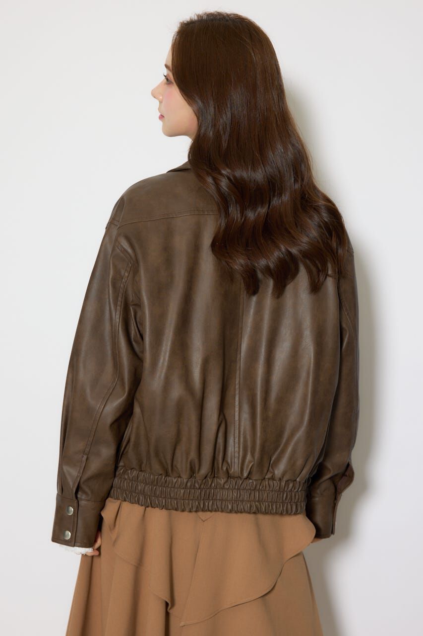 rienda「ライナー付きフェイクレザーブルゾン」|ブルゾン・スタジャン|