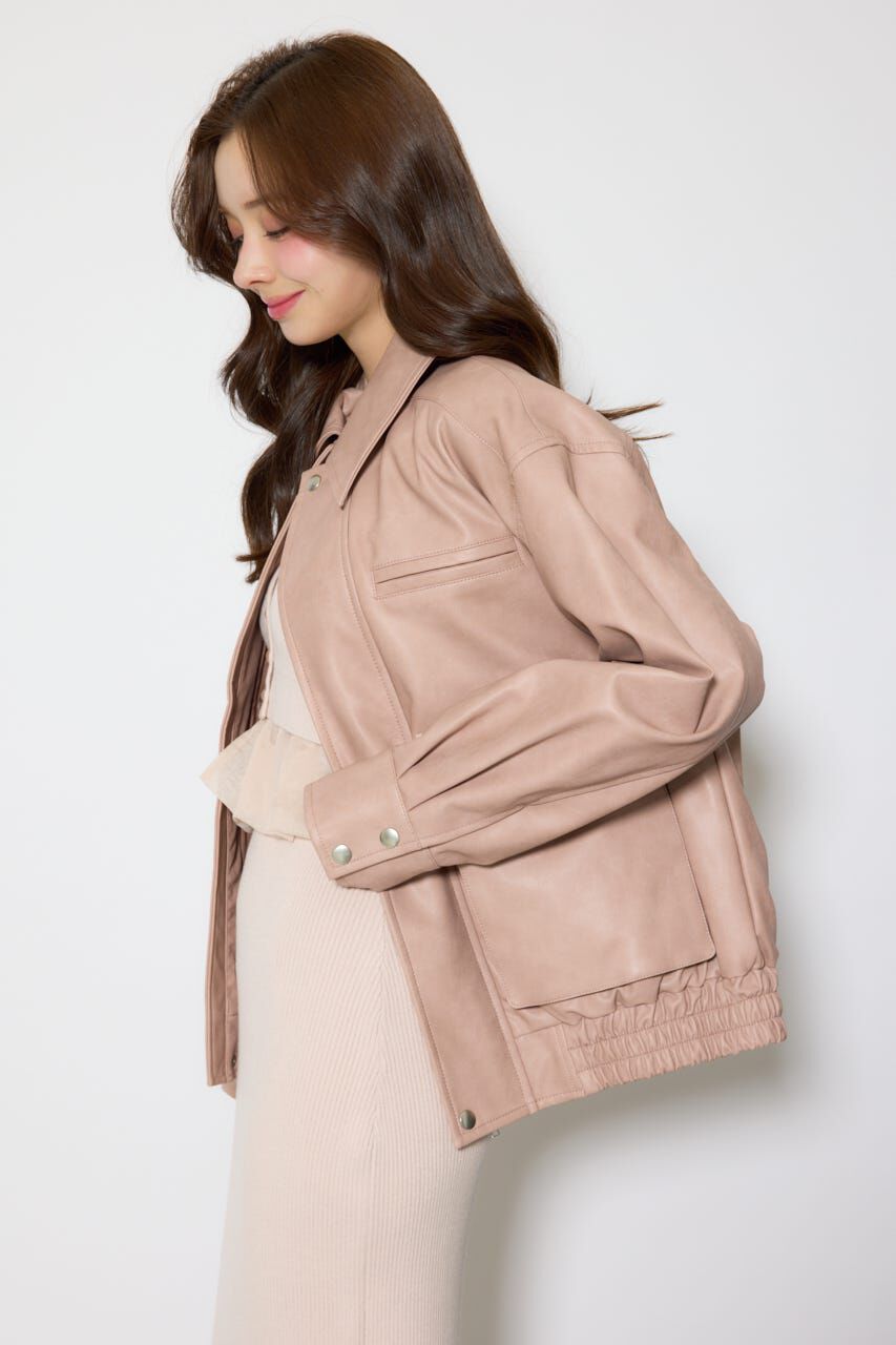 rienda「ライナー付きフェイクレザーブルゾン」|ブルゾン・スタジャン|