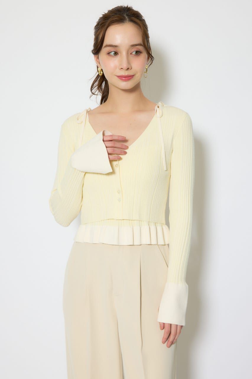 rienda「ペプラムキャミセットニットカーディガン」|カーディガン|