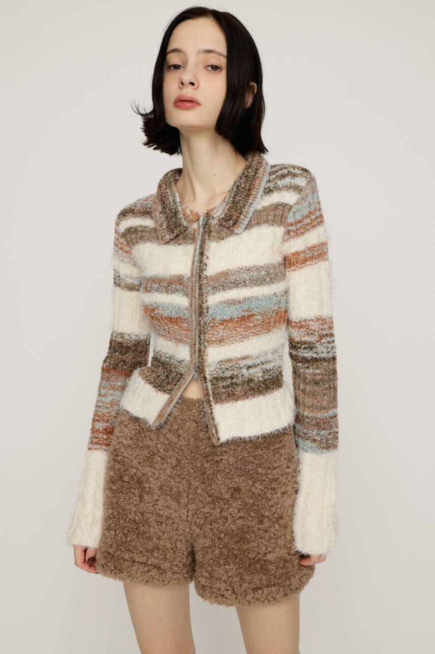 SLY「SHAGGY MIX FRONT ZIP トップス」|ニット・セーター|