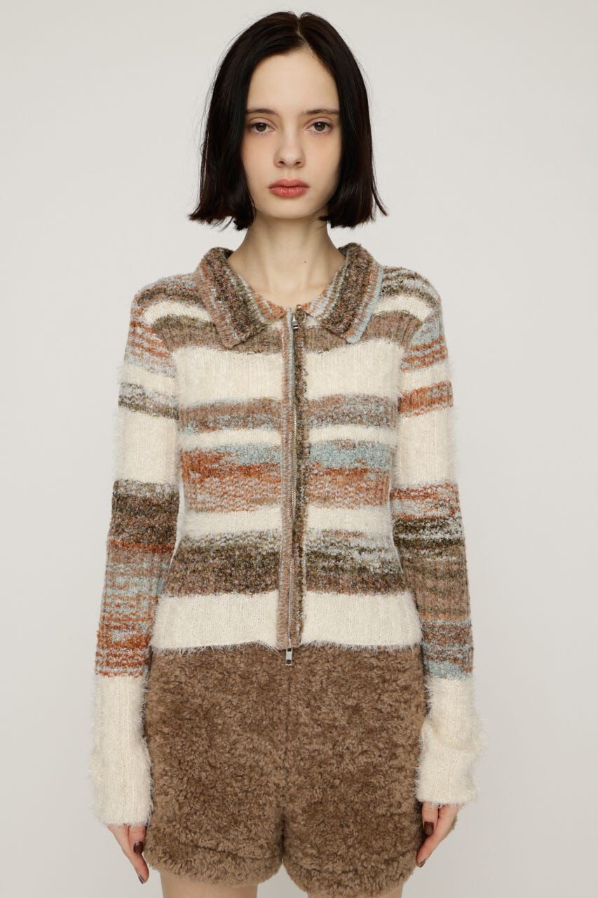 SLY「SHAGGY MIX FRONT ZIP トップス」|ニット・セーター|