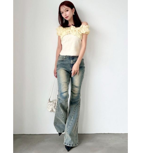 RESEXXY「ボリュームフリルドッキングカットトップス」|Tシャツ・カットソー|