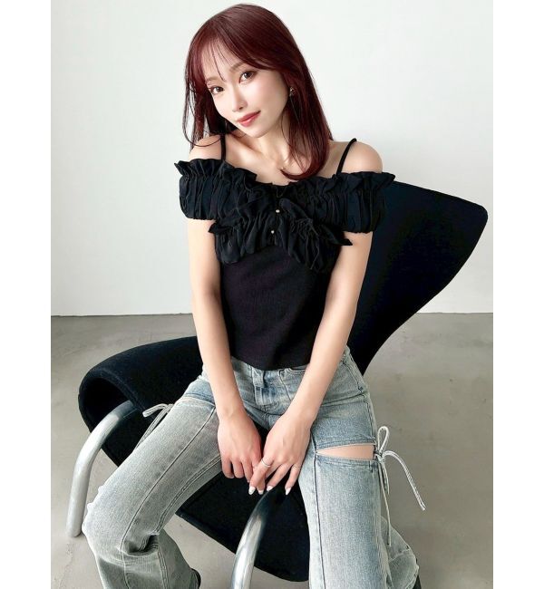 RESEXXY「ボリュームフリルドッキングカットトップス」|Tシャツ・カットソー|