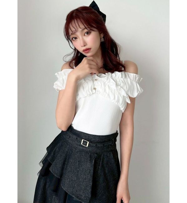 RESEXXY「ボリュームフリルドッキングカットトップス」|Tシャツ・カットソー|