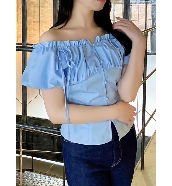 dazzlin「2WAYバルーンスリーブギャザーブラウス」|シャツ・ブラウス|ブルー