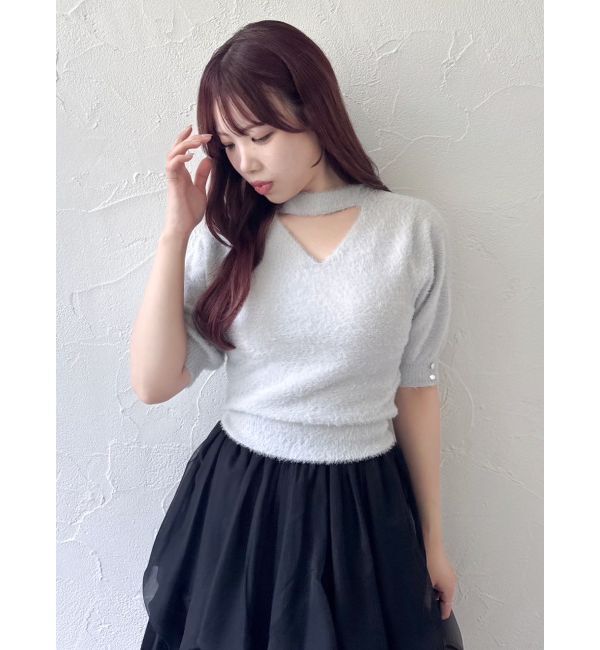 dazzlin「2wayシャギーハーフスリーブトップス」|ニット・セーター|
