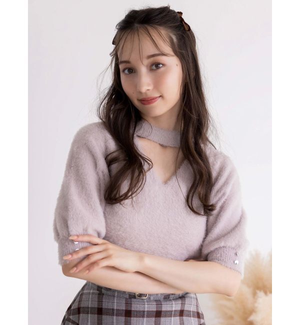 dazzlin「2wayシャギーハーフスリーブトップス」|ニット・セーター|