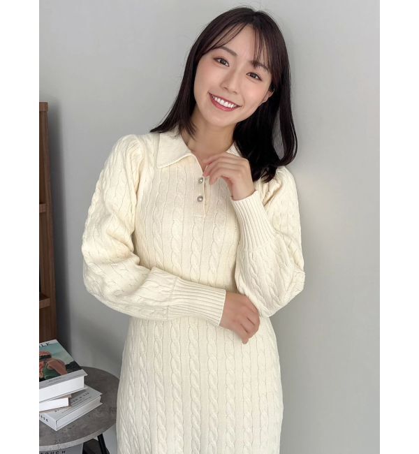 dazzlin「【POLO BCSコラボ/20周年記念復刻！】ケーブルポロニットワンピース」|ワンピース|