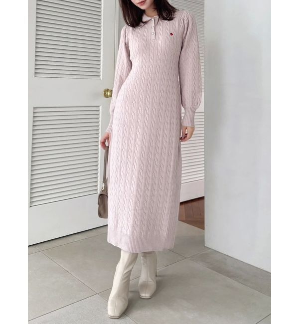 dazzlin「【POLO BCSコラボ/20周年記念復刻！】ケーブルポロニットワンピース」|ワンピース|ピンク