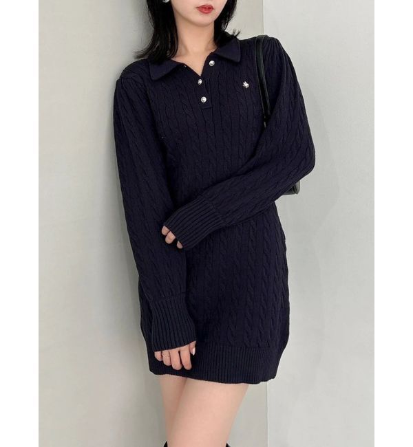 dazzlin「【POLO BCSコラボ/20周年記念復刻！】ケーブルポロニットワンピース」|ワンピース|ネイビー