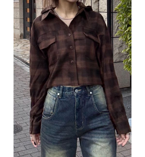 EMODA「クロップフードシャツ」|シャツ・ブラウス|