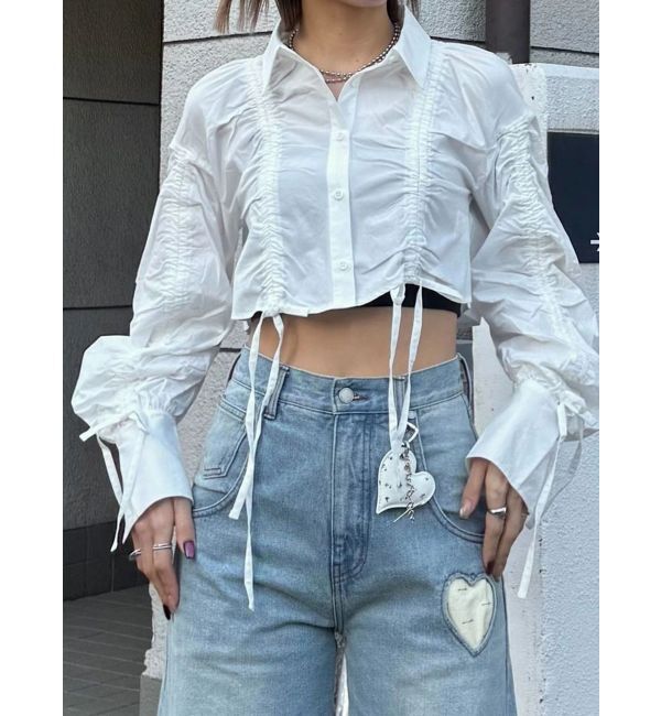 EMODA「ストリングリボンショートシャツ」|シャツ・ブラウス|ホワイト
