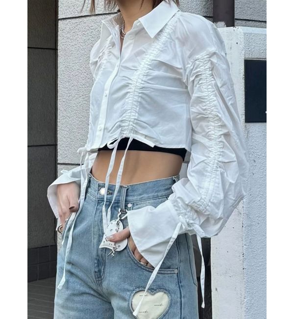 EMODA「ストリングリボンショートシャツ」|シャツ・ブラウス|