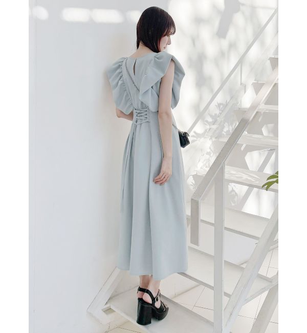 MERCURYDUO「リネンライクバックレースアップワンピース」|ワンピース|