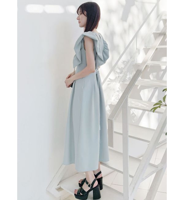 MERCURYDUO「リネンライクバックレースアップワンピース」|ワンピース|