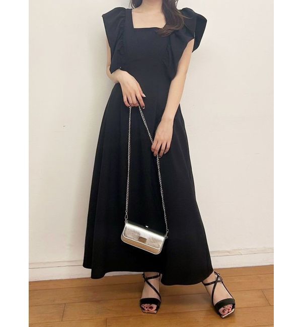 MERCURYDUO「リネンライクバックレースアップワンピース」|ワンピース|ブラック