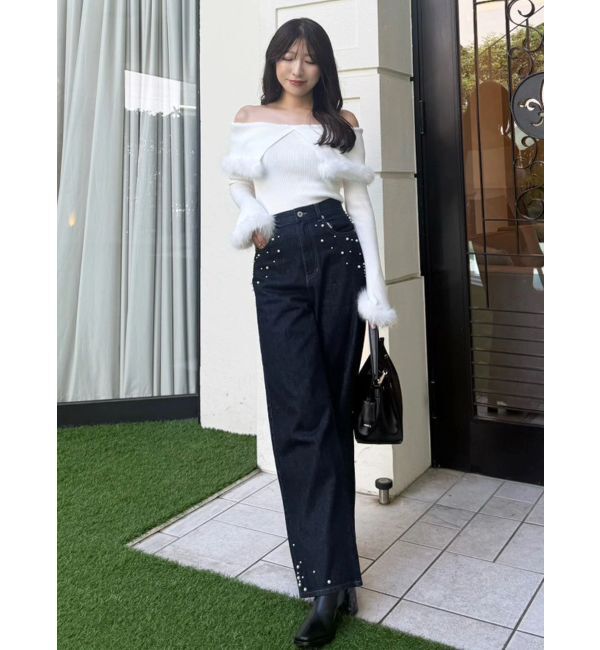 MERCURYDUO「【追加生産】フェイクファートリミングニット」|ニット・セーター|